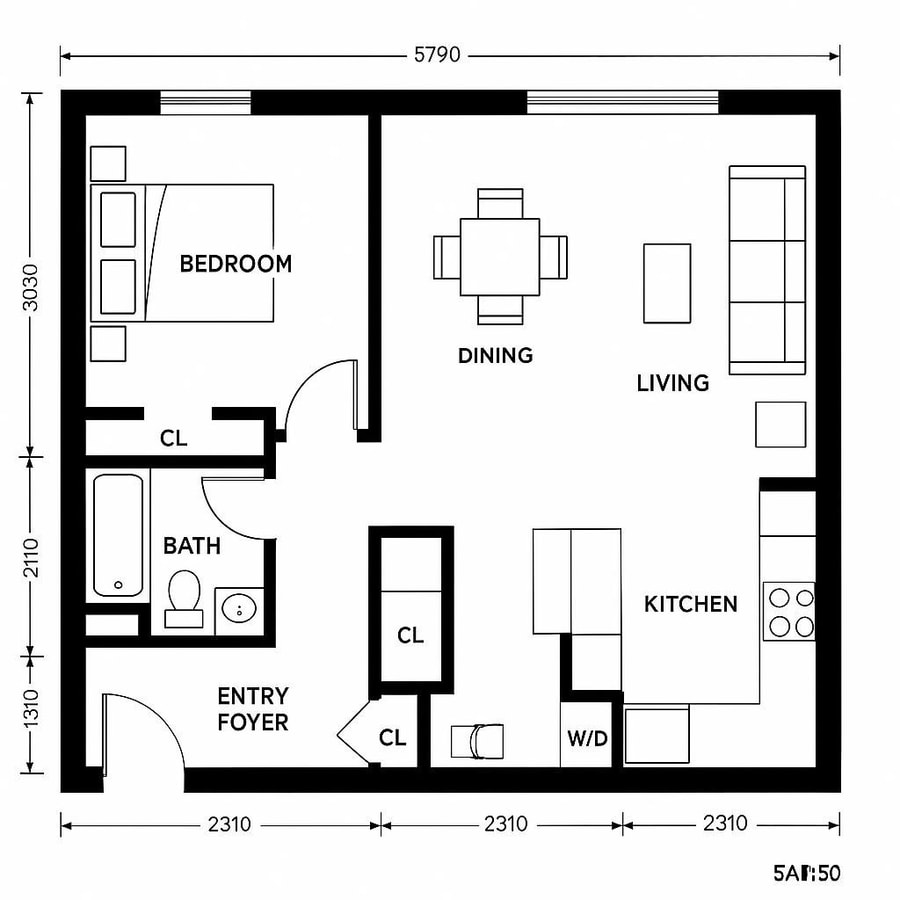 1 bedroom apartment floor plan inspiration 5
