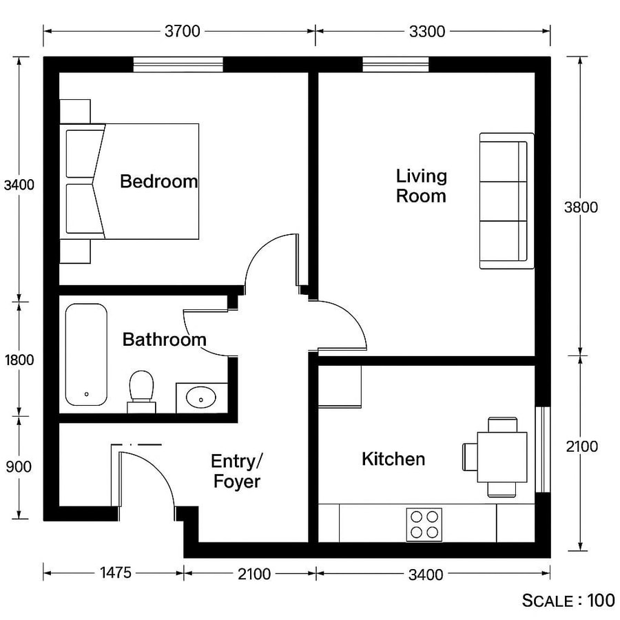1 bedroom apartment floor plans