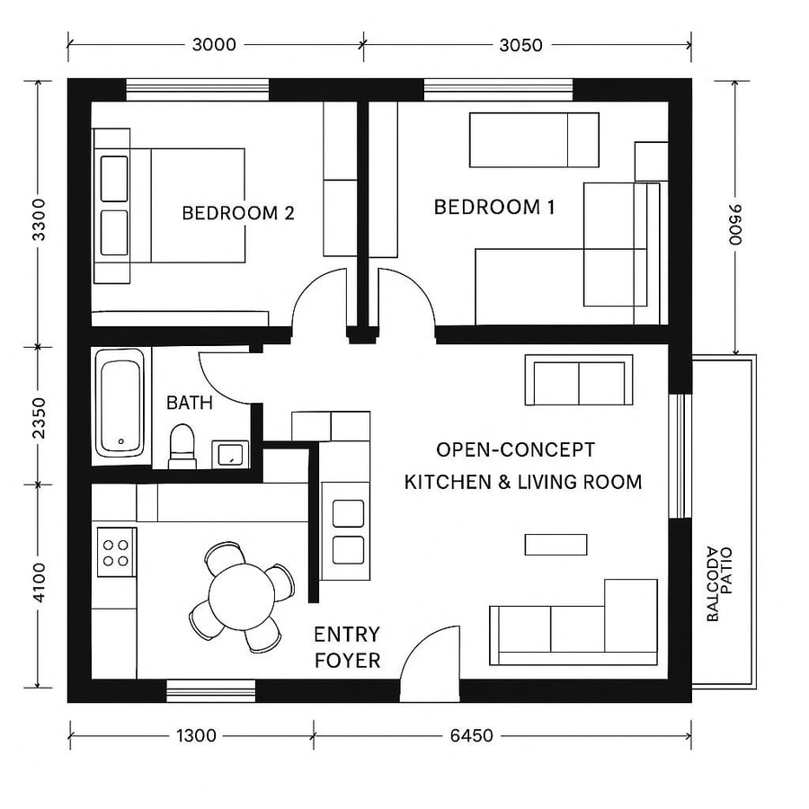 2 bedroom apartment floor plans