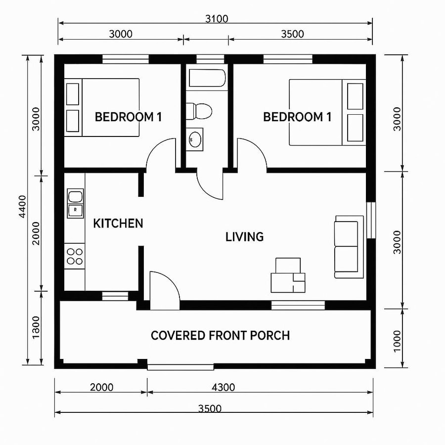 2 bedroom cabin floor plans