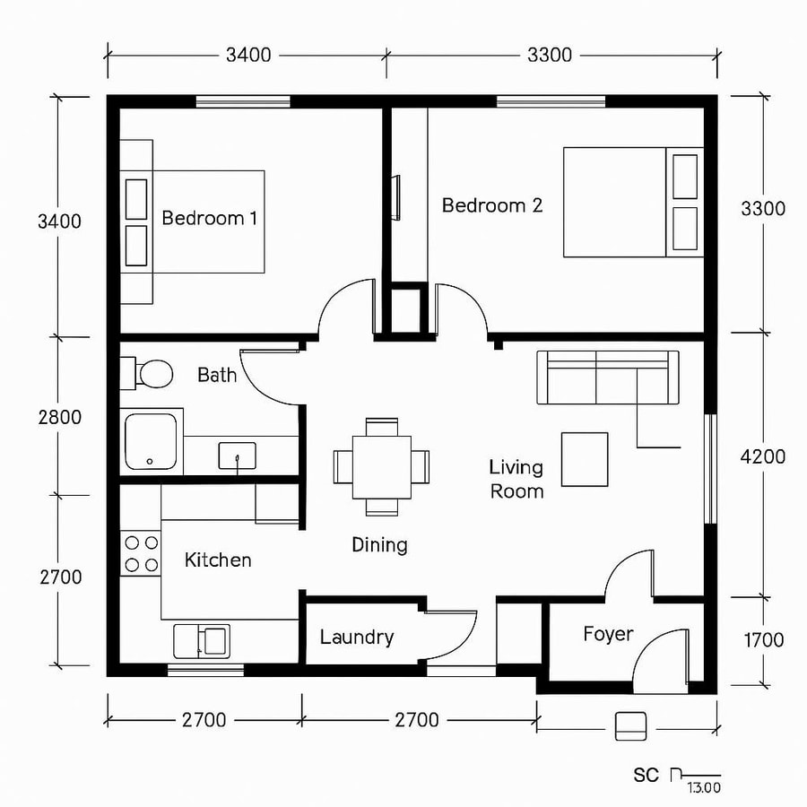 2 bedroom home floor plans inspiration 5