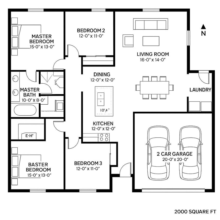 2000 sf house floor plans
