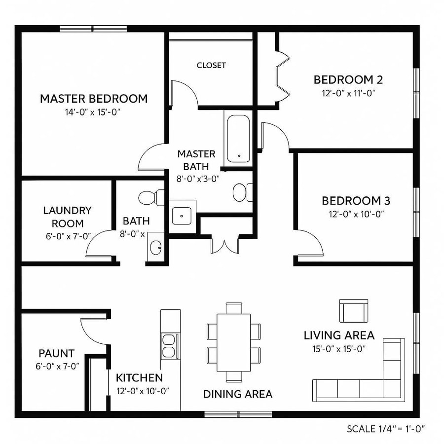 3 bedroom 2 bath floor plans inspiration 5