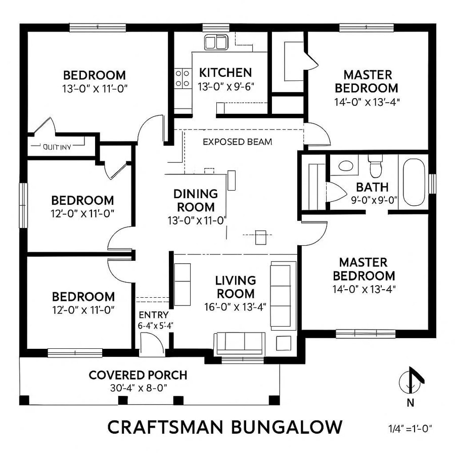 craftsman bungalow floor plans inspiration 4