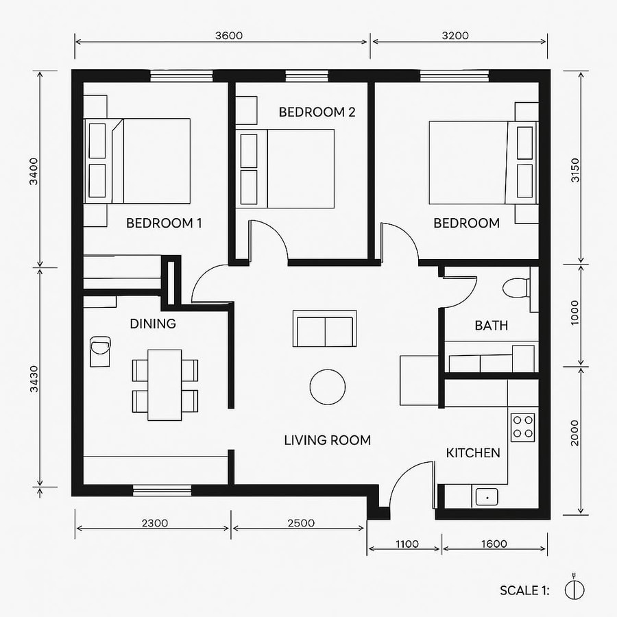 floor plan of two bedroom house inspiration 1