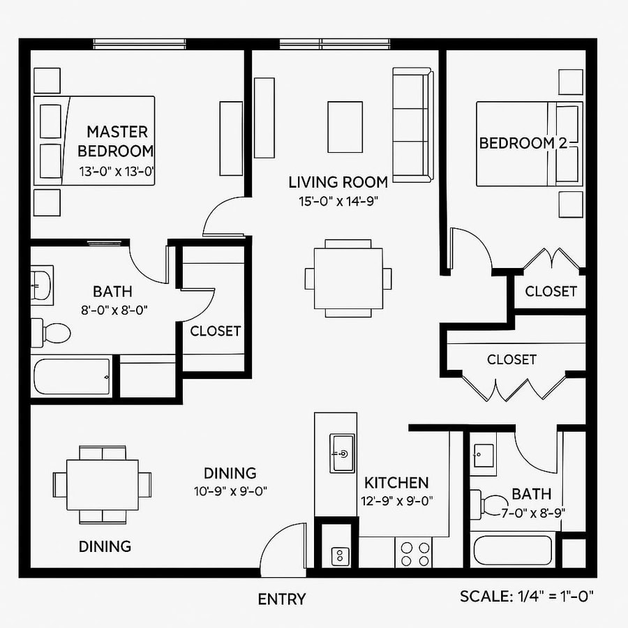 floor plans for a 2 bedroom 2 bath house inspiration 4