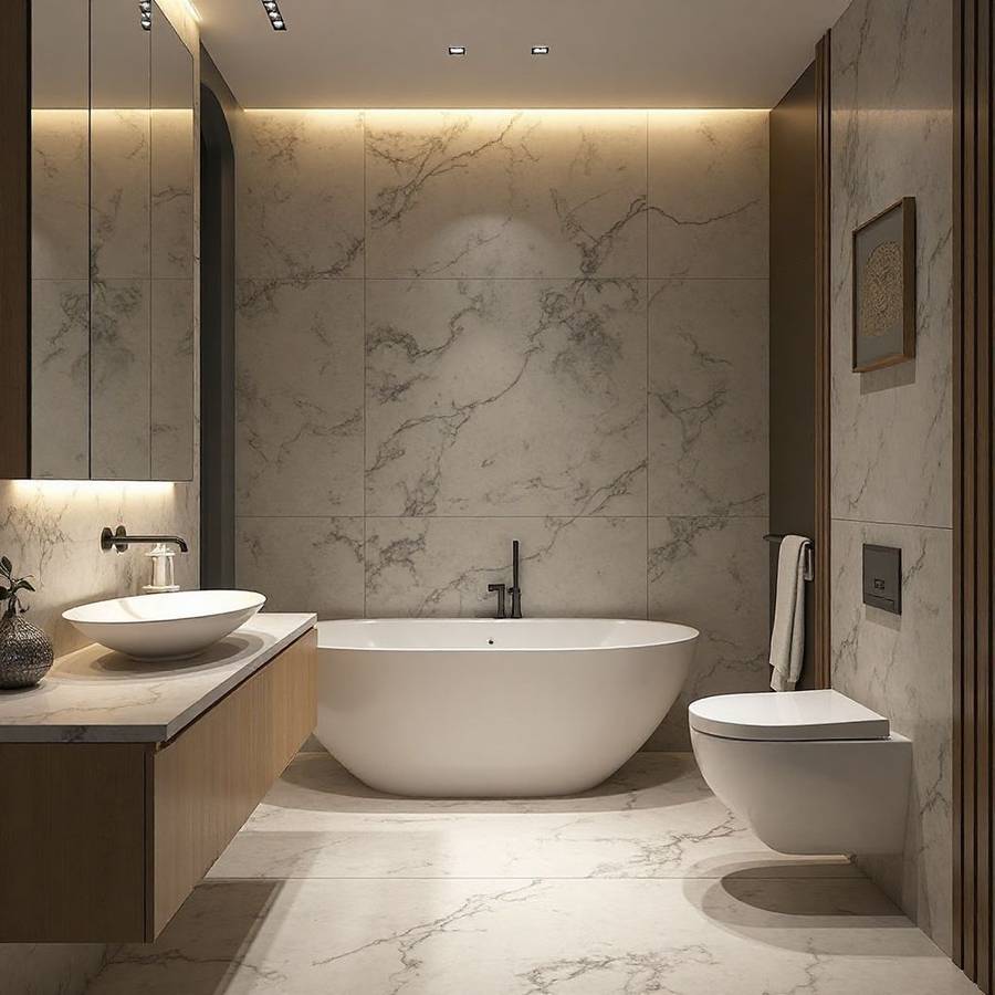 Powder Room Example Bathroom Accent Wall Ideas: Paint, Tile and Wallpaper