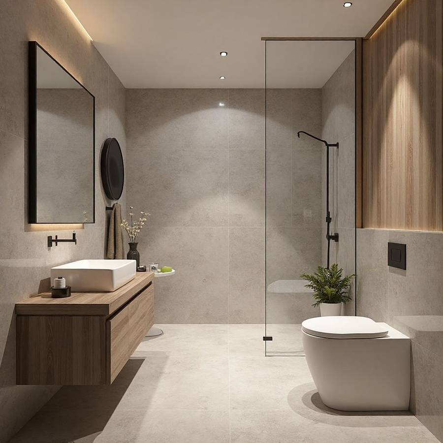 Powder Room Example Bathroom Accent Wall Ideas: Paint, Tile and Wallpaper