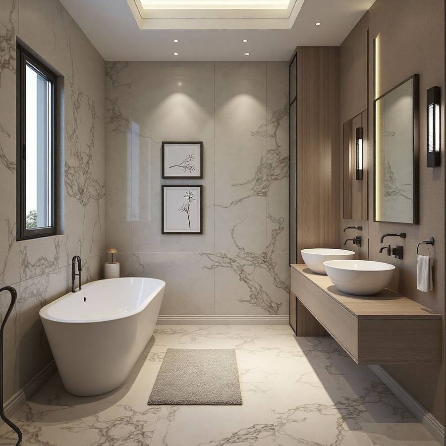 Powder Room Example Bathroom Accent Wall Ideas: Paint, Tile and Wallpaper