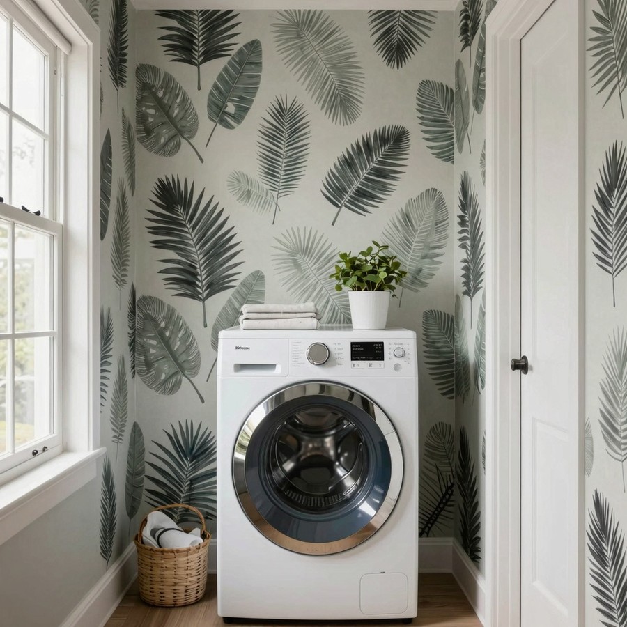 laundry room wallpaper ideas