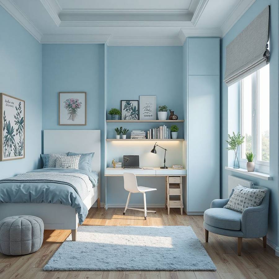 Light Blue Dorm Room Ideas Ideas & Designs | RemodelAI
