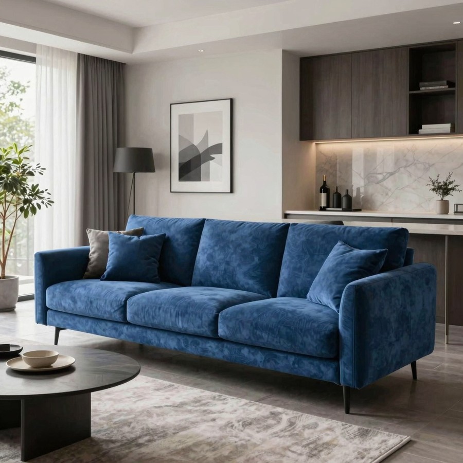 living room ideas with blue couch inspiration 3