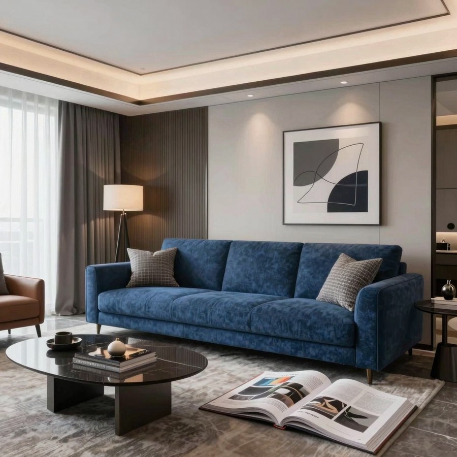 living room ideas with blue couch inspiration 5