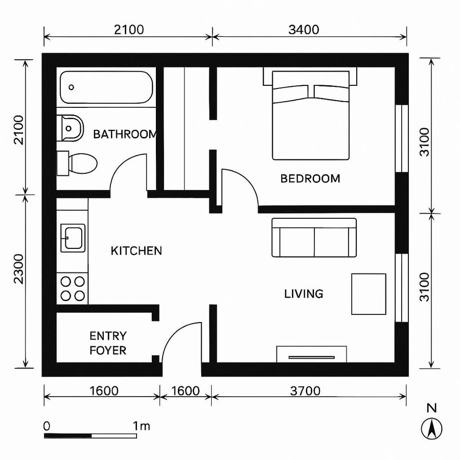 one bedroom apartment floor plan
