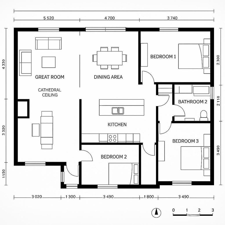 open floor plan homes