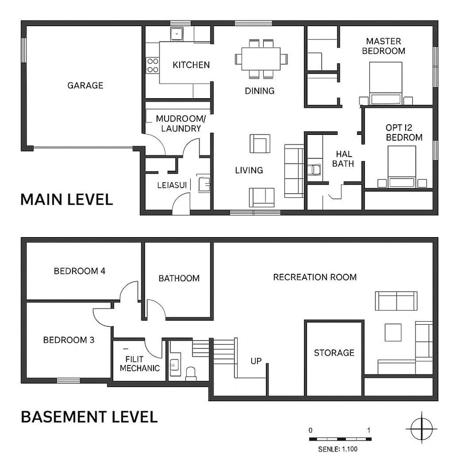 ranch house floor plans with basement