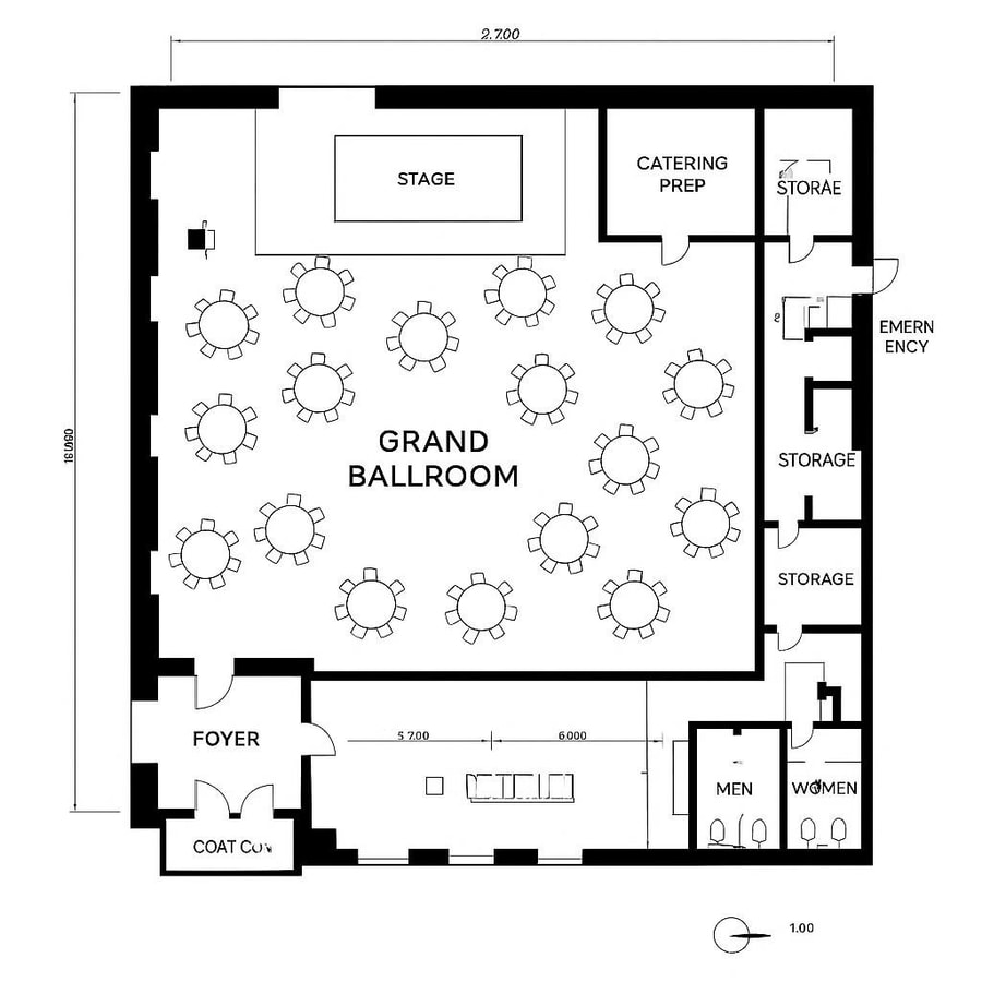 the floor plan of a ballroom is shown at right inspiration 3