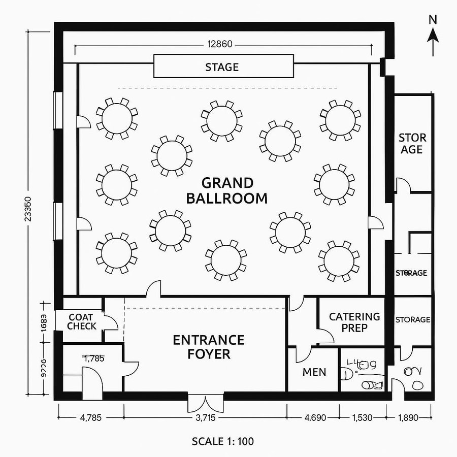 the floor plan of a ballroom is shown at right inspiration 4