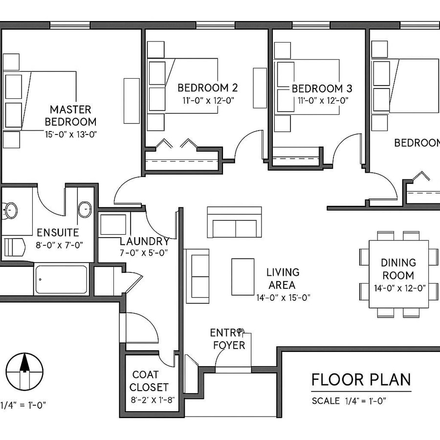 three bedroom house floor plan