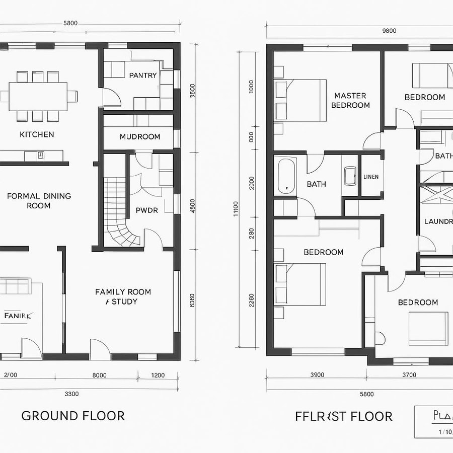 traditional european 2 story home floor plan