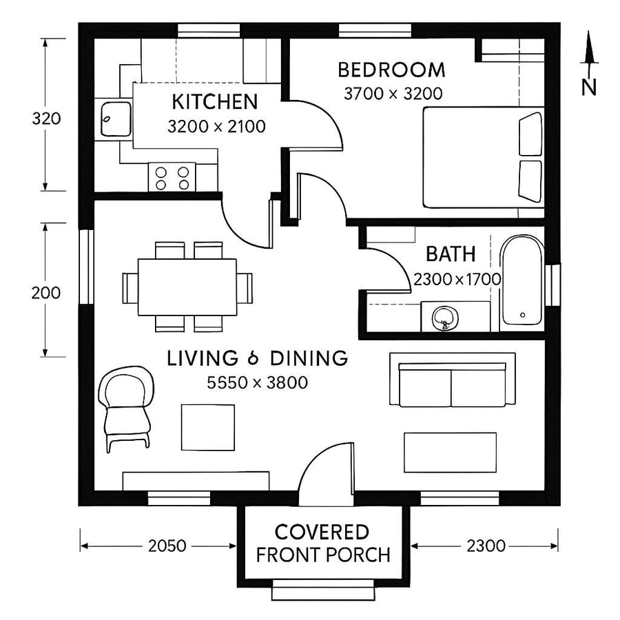 vintage one bedroom bungalow floor plan inspiration 1