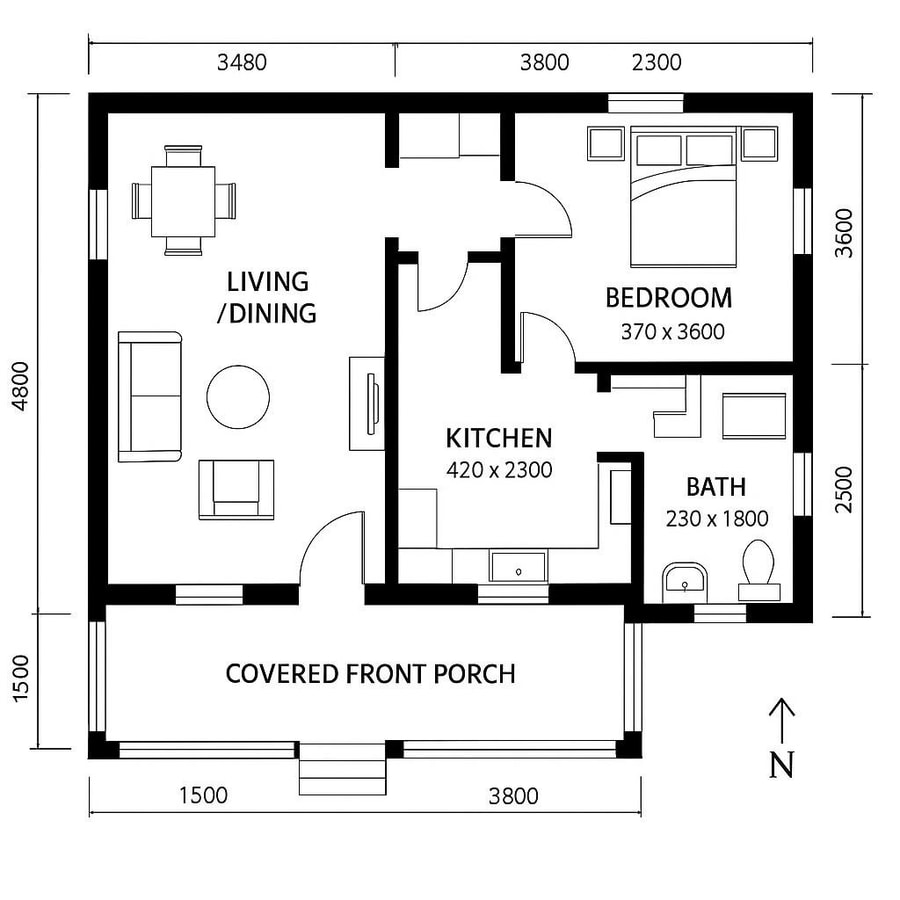 vintage one bedroom bungalow floor plan inspiration 3