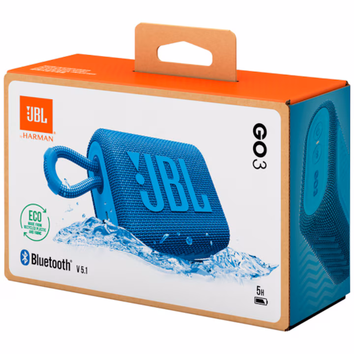 Boxa portabila JBL Go 3 Eco, Bluetooth. IP67, 5H, Albastru — 2