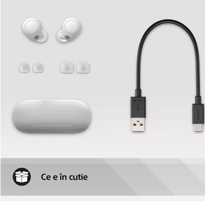 Casti In-Ear Sony WF-C700NW, True Wireless, Noise Cancelling, Bluetooth, Microfon, Conexiune multipunct, Fast Pair, IPX4, Autonomie baterie 20 ore, Alb — 3