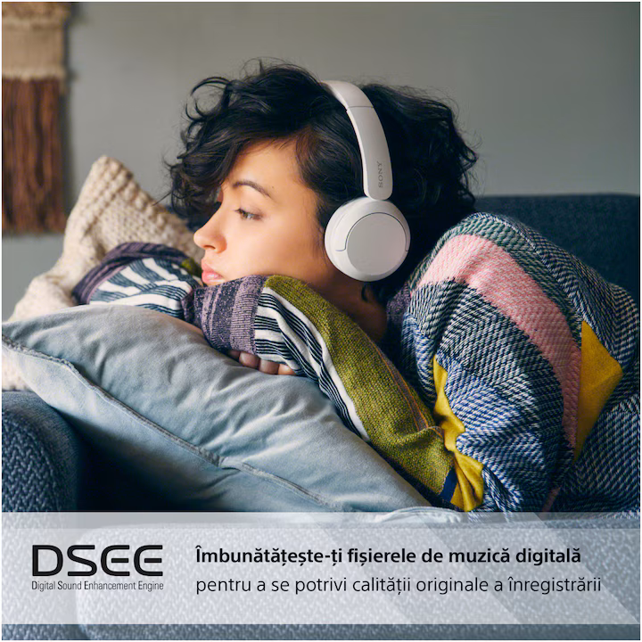 Casti On Ear Sony WH-CH520, Wireless, Bluetooth, Microfon, Multipoint connection, Quick Charge, Autonomie 50 ore, Alb — 4