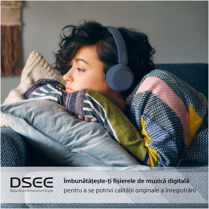 Casti On Ear Sony WH-CH520, Wireless, Bluetooth, Microfon, Multipoint connection, Quick Charge, Autonomie 50 ore , ALBASTRE — 4