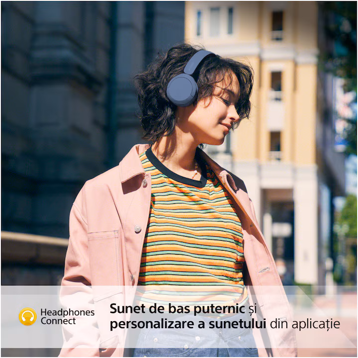 Casti On Ear Sony WH-CH520, Wireless, Bluetooth, Microfon, Multipoint connection, Quick Charge, Autonomie 50 ore , ALBASTRE — 3