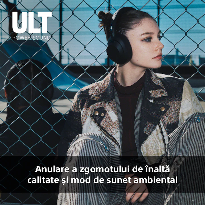 Casti Over the Ear Sony ULT WEAR, Wireless, Bluetooth, ULT Power Sound, Noise cancelling, Autonomie baterie 30 ore, Microfon, IOS si Android, Negru — 9
