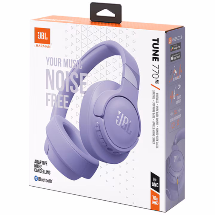 Casti wireless over-ear JBL Tune 770NC, Adaptive Noise Cancelling, Bluetooth, Multi-Point , Violet — 2