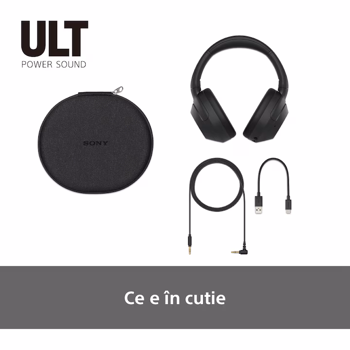Casti Over the Ear Sony ULT WEAR, Wireless, Bluetooth, ULT Power Sound, Noise cancelling, Autonomie baterie 30 ore, Microfon, IOS si Android, Negru — 13