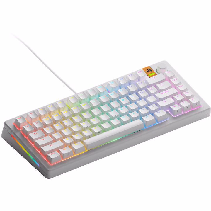 Tastatura mecanica Glorious GMMK 3 HE 75% Prebuilt, USB-C, Glorious Fox HE Switches, US layout, 81 taste, Alb — 2
