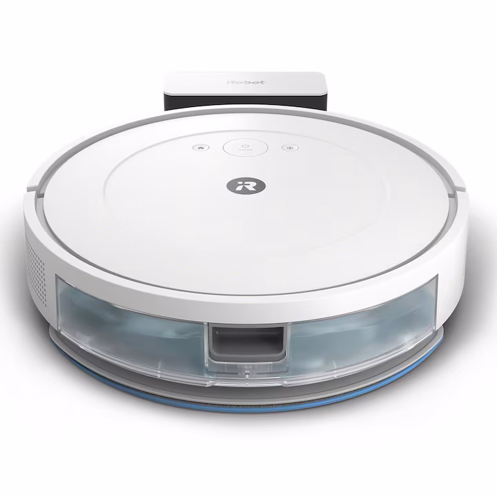 Aspirator si mop robot (2 in 1) Roomba Combo Essential Y011240, Sistem de curatare in 4 pasi, dotat cu Wifi, accepta comenzi vocale, aplicatie intuitiva iRobot, sistem de operare iRobot OS, navigatie giroscopica, autonomie de pana la 120 de minute, Alb — 5