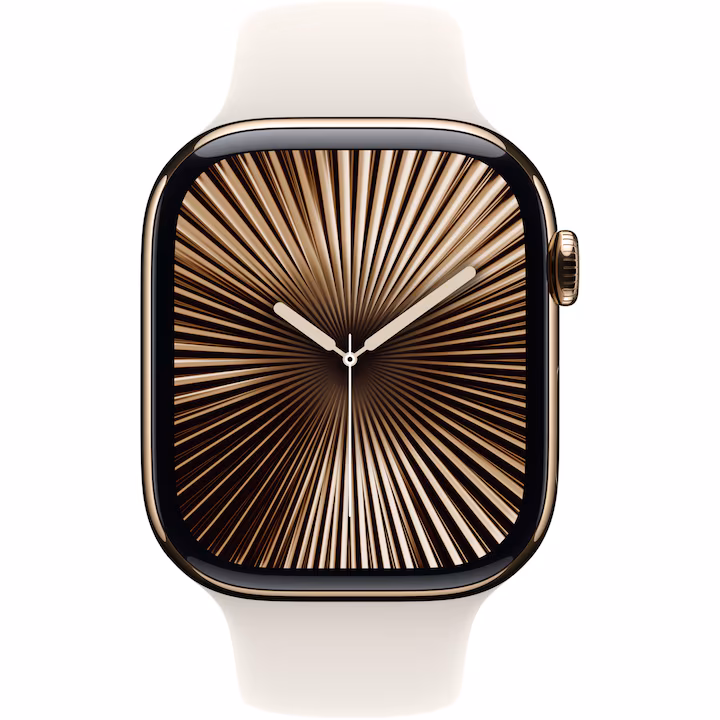 Apple Watch 10, GPS, Cellular, Carcasa Gold Titanium 46mm, Starlight Sport Band - S/M — 4
