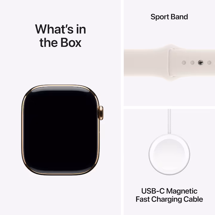 Apple Watch 10, GPS, Cellular, Carcasa Gold Titanium 46mm, Starlight Sport Band - S/M — 2