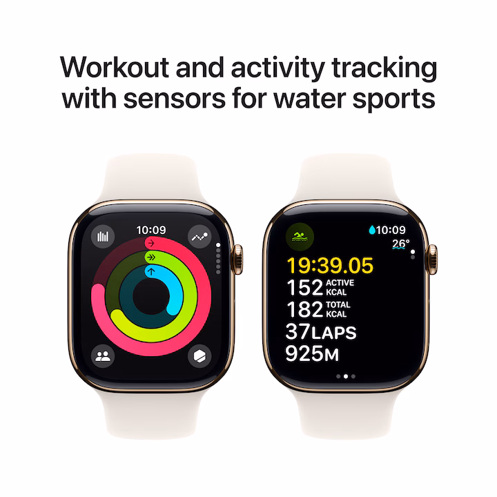 Apple Watch 10, GPS, Cellular, Carcasa Gold Titanium 46mm, Starlight Sport Band - S/M — 3