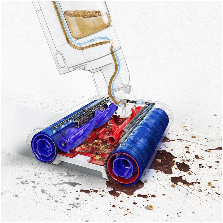 Aspirator vertical fara fir cu spalare Dyson WashG1™, autonomie pana la 35 de minute, rezervor apa curata 1l, rezervor apa murdara 0.8l, 3 niveluri de hidratare, functie de autocuratare in doar 140 de secunde — 6
