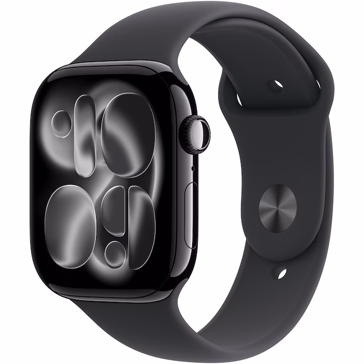 Apple Watch 11 GPS, Carcasa Jet Black Aluminium 46mm, Black Sport Band - M/L — 2