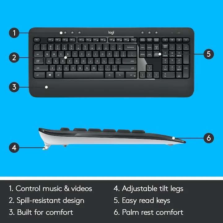 Kit tastatura + mouse Logitech MK540 Wireless, layout IT , Negru — 3