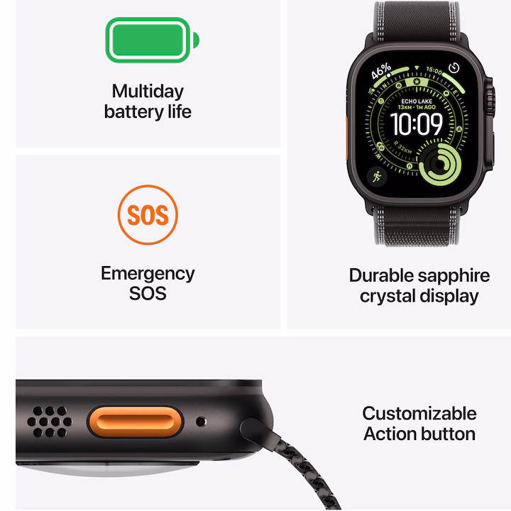 Apple Watch Ultra 3, GPS + Cellular, Carcasa Natural Titanium 49mm, Light Blue Alpine Loop - Medium — 4