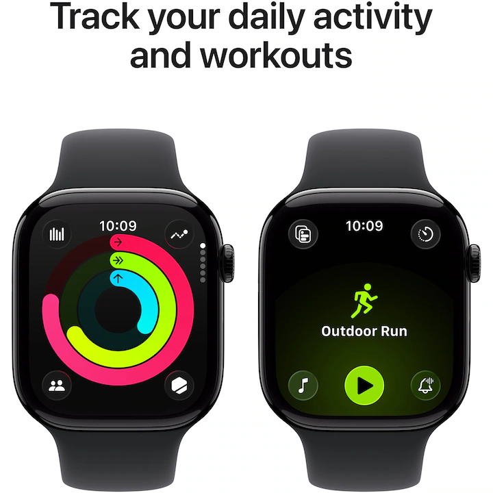 Apple Watch 11 GPS, Carcasa Jet Black Aluminium 46mm, Black Sport Band - M/L — 3
