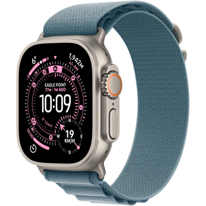Apple Watch Ultra 3, GPS + Cellular, Carcasa Natural Titanium 49mm, Light Blue Alpine Loop - Medium — 2