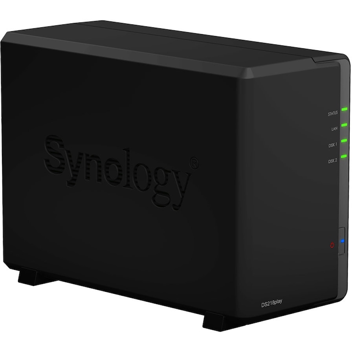 NAS Storage Synology DiskStation DS218play, Procesor Realtek RTD1296 64-bit Quad Core 1.4 GHz, 1 GB DDR4, 2-Bay, 1 x Gigabit LAN, 2 x USB 3.0 — 3