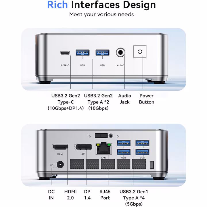 Mini PC NiPoGi AMD Ryzen 3 4300U, pana la 3.7 GHz, 16 GB RAM,512 GB SSD, Windows 11 pro — 4