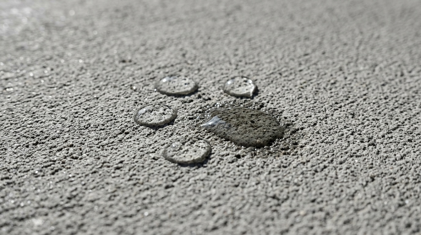Detailed view of clean, etched concrete garage floor showing a fine sandpaper texture for painting