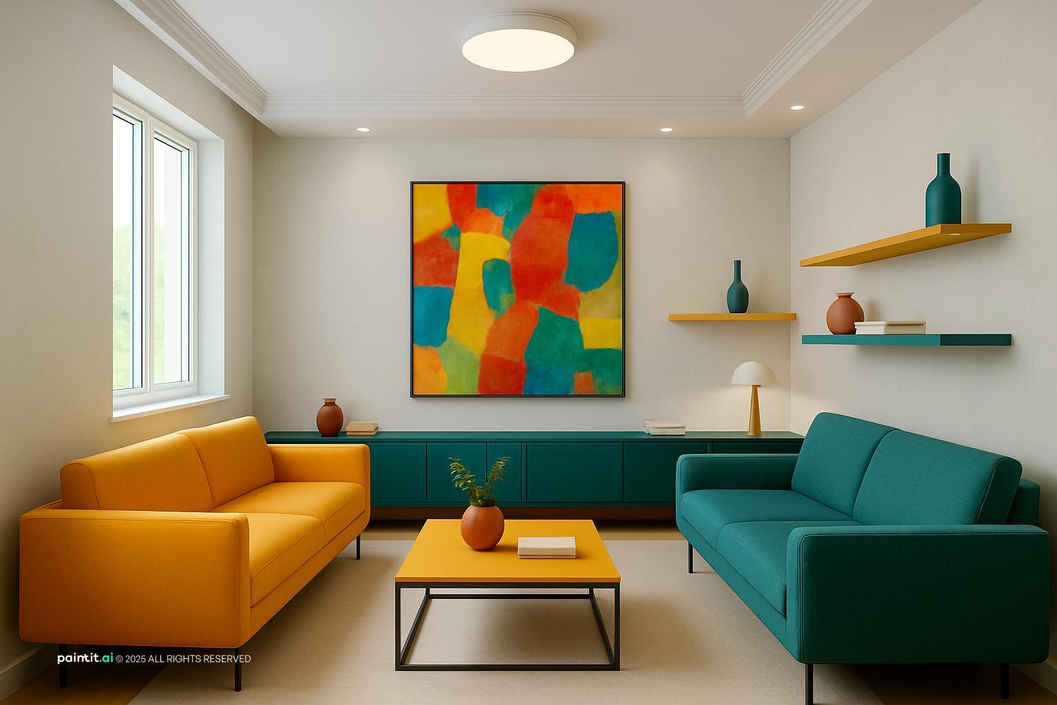 Yellow Living Room - Bright Decor Concepts | Paintit.ai - 10