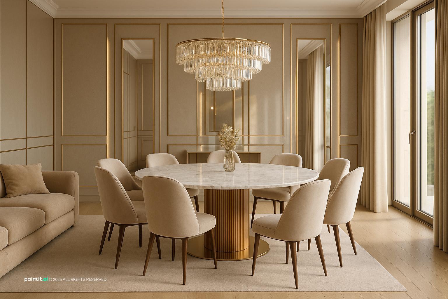 Warm Beige Living Room Ideas - Elegant Design Concepts | Paintit.ai - 1